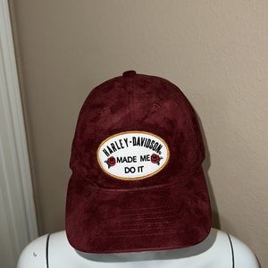 RARE Vintage Harley Davidson MADE ME DO IT MOTORCYCLES Suede Baseball Ca…